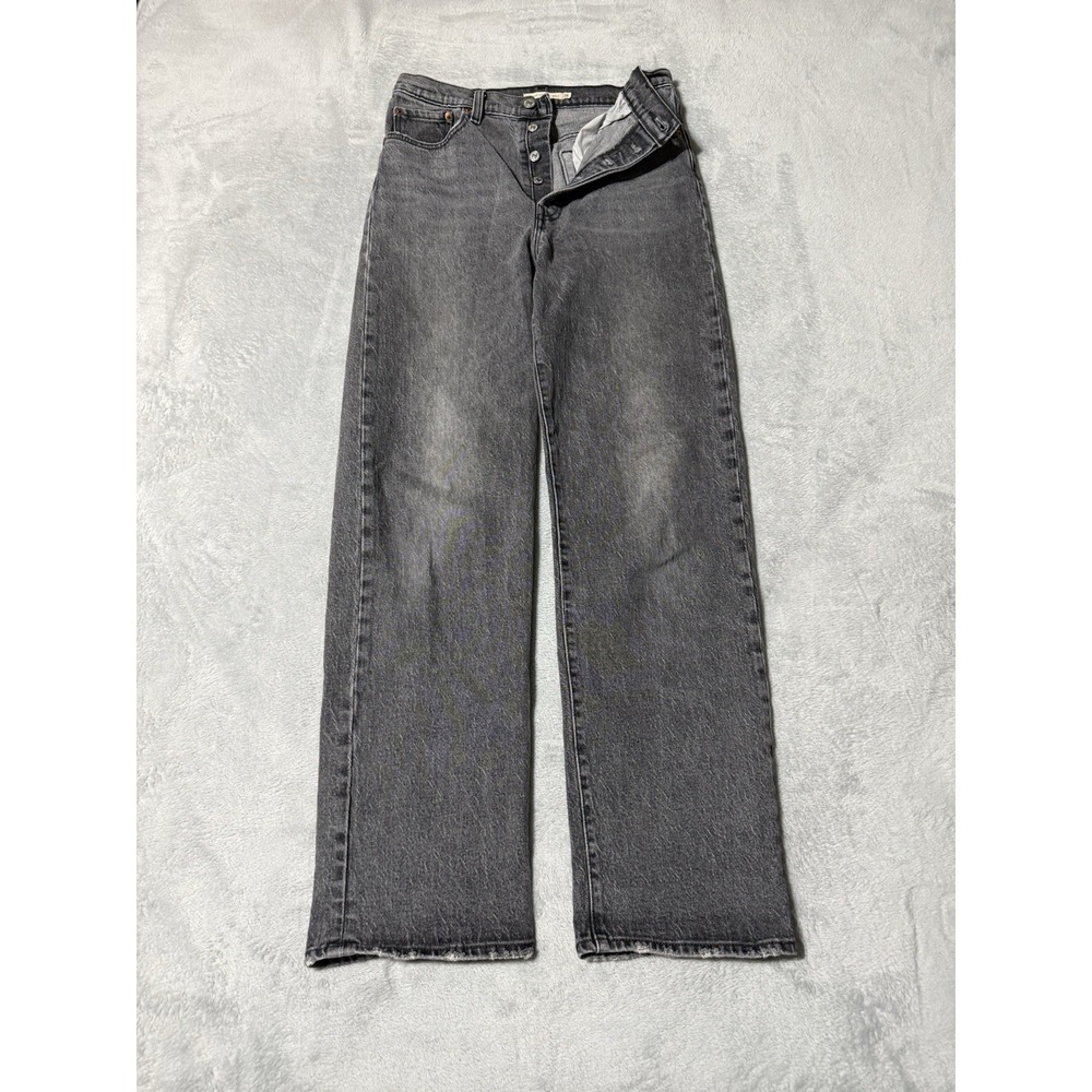 Levis Jeans Womens 28 Gray Ribcage Straight Ankle Button Fly Denim 28x29.5